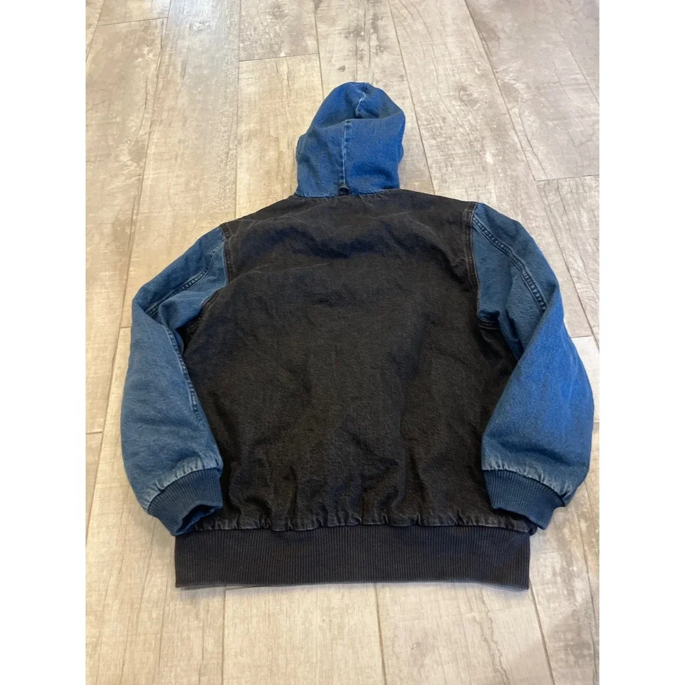 Levi Strauss & Co Mens Relaxed Denim Hooded Bomber Jacket Two Tone Black Blue S